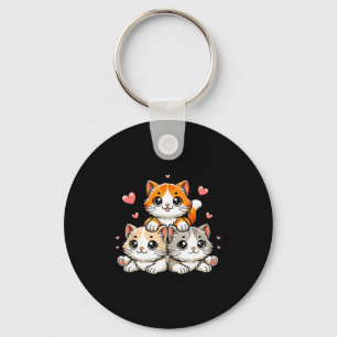 Cute kawaii cats neko funny kitten cat lover giftC Keychain