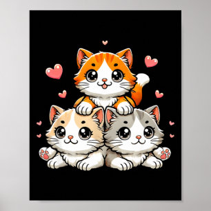 Cute kawaii cats neko funny kitten cat lover giftC Poster