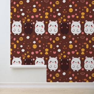 Cute Kawaii Cats Pattern with Sweets Wallpaper