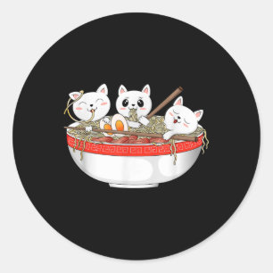 Cute Kawaii Cats Ramen Noodles Anime Japanese Cat Classic Round Sticker