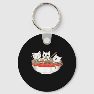 Cute Kawaii Cats Ramen Noodles Anime Japanese Cat Keychain