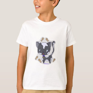 Cute Kawaii Chat noir avec poisson T-shirt de garç