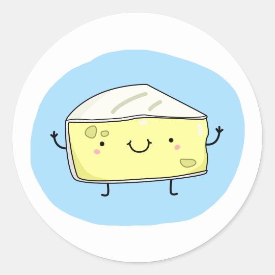 Cute Kawaii Cheese Classic Round Sticker | Zazzle.ca