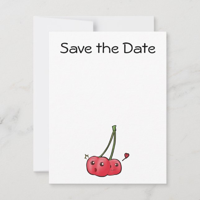 Cute kawaii cherries in love invitations (Front)