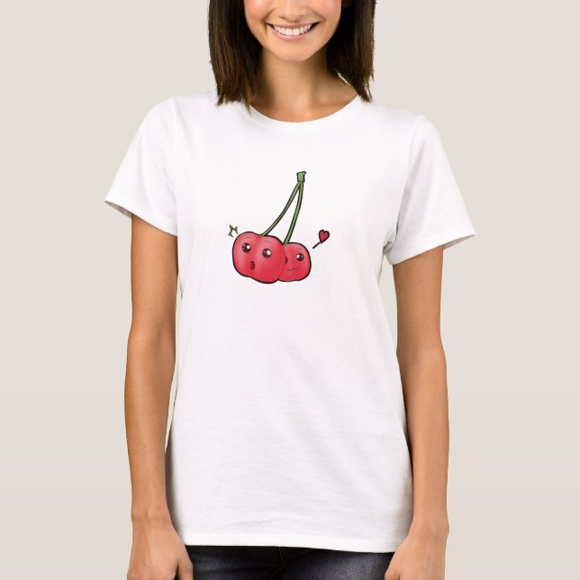 Cute kawaii cherries in love t shirt (Front)