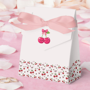Cute Kawaii Cherry Couple Pink & Red Wedding Favor Box