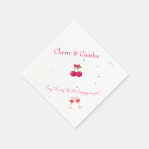 Cute Kawaii Cherry Couple Pink & Red Wedding  Napkin