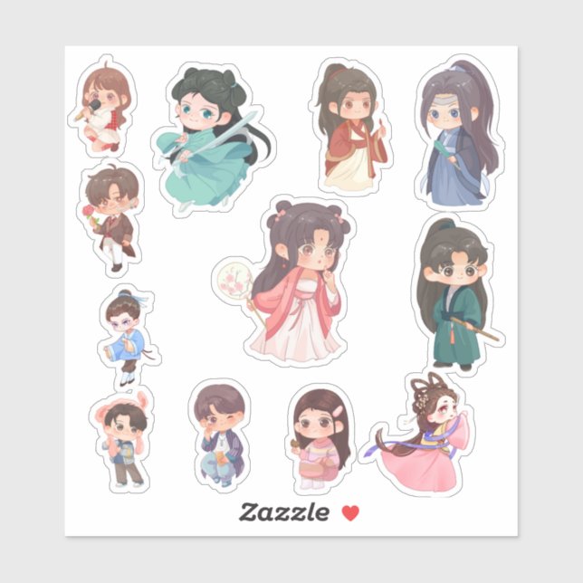 Cute Kawaii Chibi Character Stickers (Sheet)