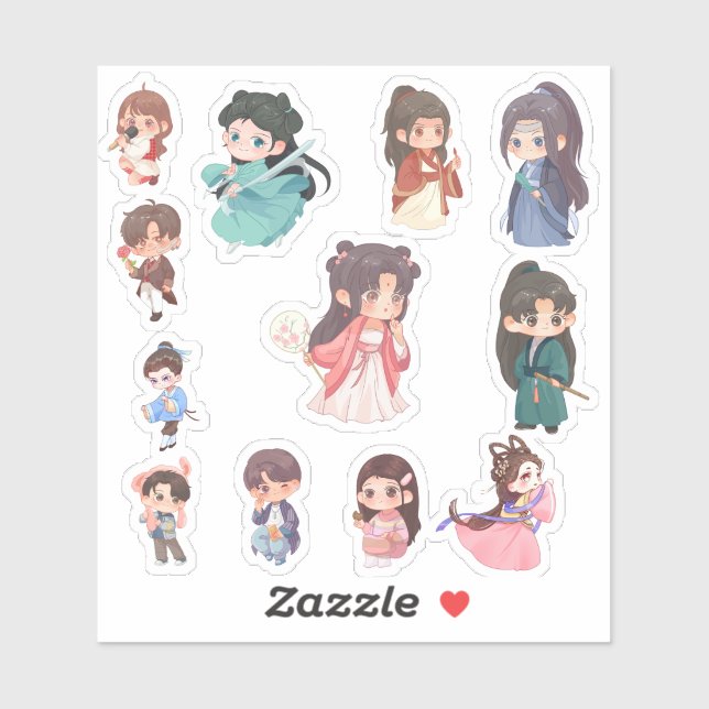Cute Kawaii Chibi Character Stickers (Sheet)