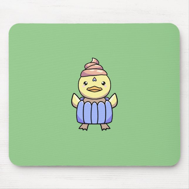 Cute Kawaii Chibi Cupcake Duck Mouse Pad (Front)