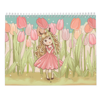 Cute Kawaii chibi filles Calendriers
