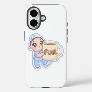 Cute Kawaii Chibi Nurse Giant Coffee Fuel iPhone 16 Case