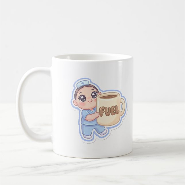 Cute Kawaii Chibi Nurse Giant Coffee Fuel Mug (Left)