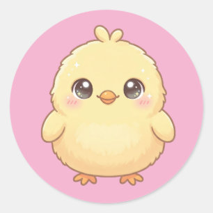 Cute Kawaii Chick Round Sticker Sheet