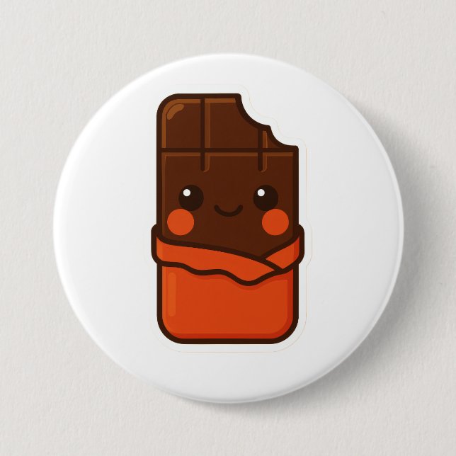 Cute Kawaii Chocolate Bar 3 Inch Round Button (Front)