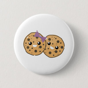 Cute Kawaii Chocolate Chip Cookie Couple 2 Inch Round Button