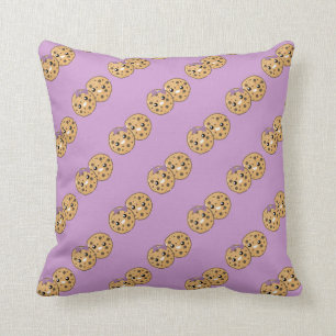 cute kawaii chocolate chip cookies cartoon throw pillow