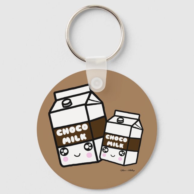 Cute Kawaii Chocolate Milk Sweet Dairy Foodie BFF Keychain (Front)