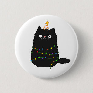 Cute Kawaii Christmas Cat 2 Inch Round Button