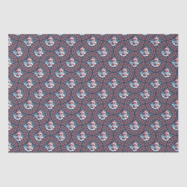 Cute Kawaii Christmas Fox Dot Mandala Deco Fans Tissue Paper (Front)