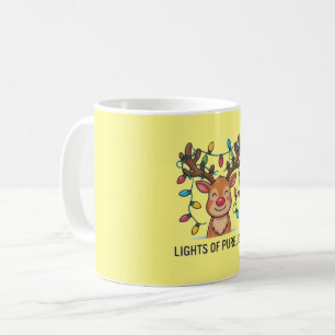 Cute Kawaii Christmas Reindeer Lights of Pure Joy Coffee Mug