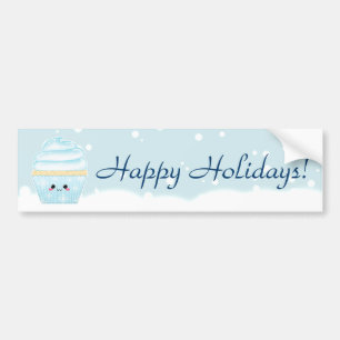 Cute Kawaii Christmas Snowflake cupcake Bumper Sticker