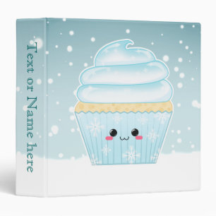 Cute Kawaii Christmas Snowflake cupcake medium Binder