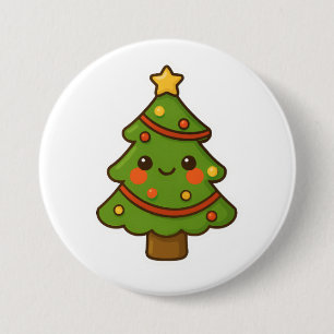 Cute Kawaii Christmas Tree 3 Inch Round Button