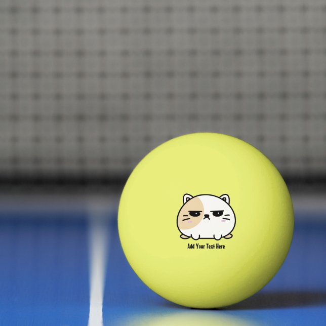 Cute Kawaii Chubby Angry Mochi Cat  Ping Pong Ball (Net)
