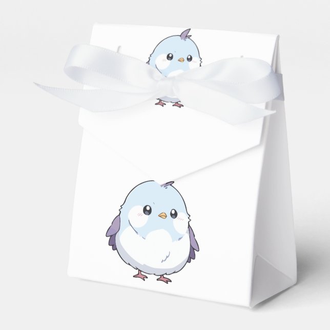 Cute Kawaii Chubby Bird Cartoon - Adorable Pastel  Favor Box (Front Side)