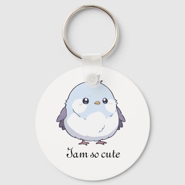 Cute Kawaii Chubby Bird Cartoon - Adorable Pastel  Keychain (Front)