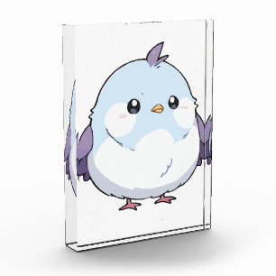Cute Kawaii Chubby Bird Cartoon - Adorable Pastel Photo Block