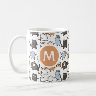 Cute Kawaii Chubby Cartoon Cat Seamless Pattern Ar Coffee Mug