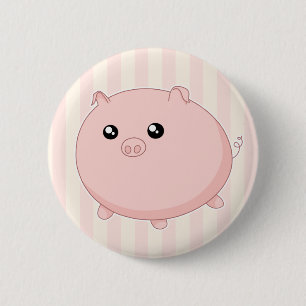 Cute Kawaii chubby pink pig 2 Inch Round Button