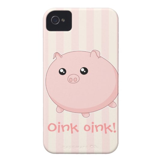 Cute Kawaii chubby pink pig iPhone 4 Case-Mate Cases
