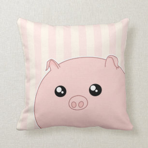 Cute Kawaii chubby pink pig Throw Pillow