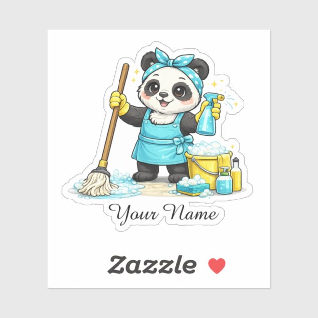 Cute Kawaii Cleaning Panda Sticker (Sheet)
