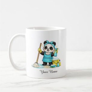 Cute Kawaii Cleaning Panda Sticker Coffee Mug