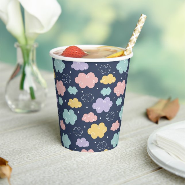 Cute Kawaii Cloud Pattern Paper Cups (Insitu)