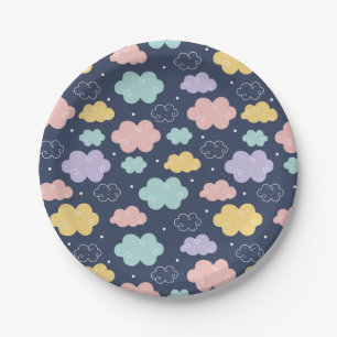 Cute Kawaii Cloud Pattern Paper Plates