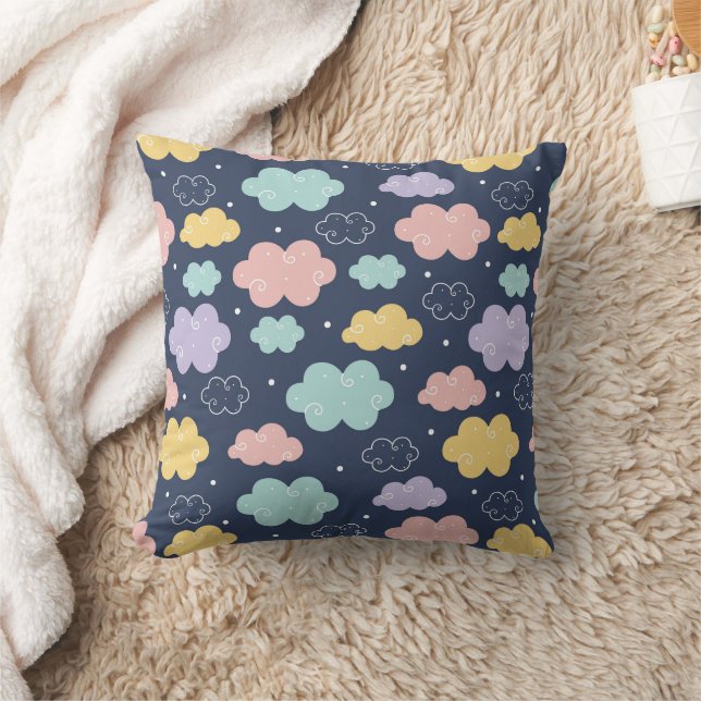 Cute Kawaii Cloud Pattern Throw Pillow (Blanket)