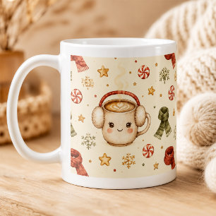 Cute Kawaii Cocoa Mug Christmas Candy Stars