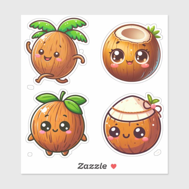 cute kawaii coconuts (Sheet)
