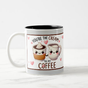 Cute Kawaii Coffee and Cream Two-Tone Coffee Mug