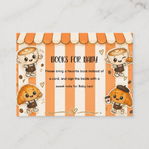 Cute Kawaii Coffee Croissant Orange Baby Shower Enclosure Card