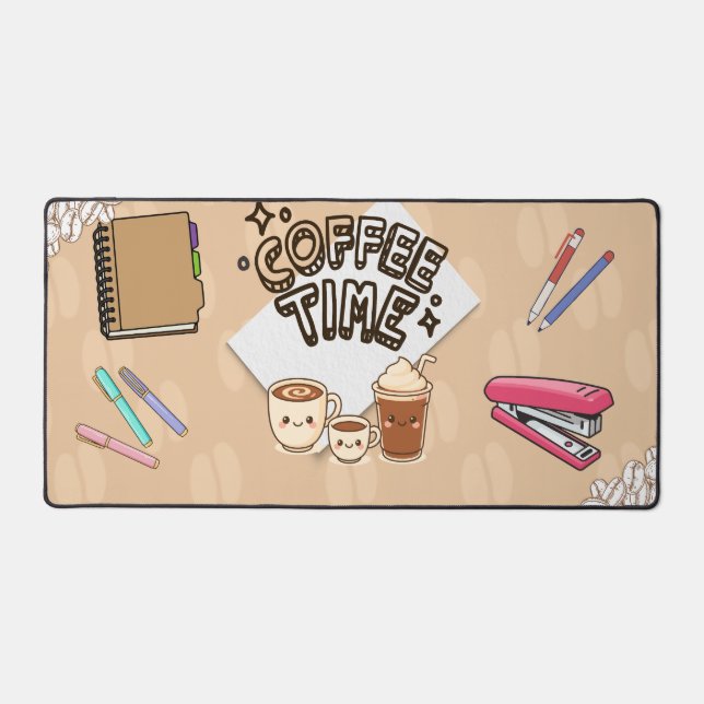 Cute Kawaii Coffee Time Office Stationery Mousepad Desk Mat (Front)