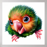 Cute Kawaii Colourful Baby Parrot