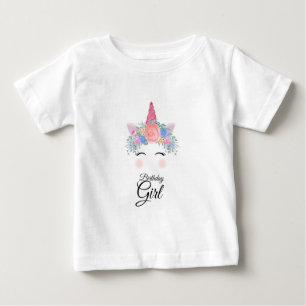 Cute Kawaii Colourful Rainbow Unicorn Birthday Gir Baby T-Shirt