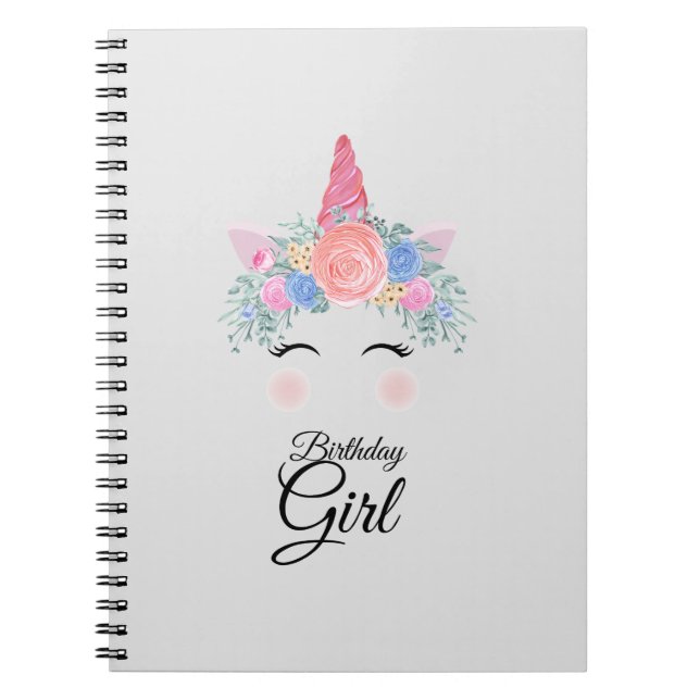 Cute Kawaii Colourful Rainbow Unicorn Birthday Gir Notebook (Front)