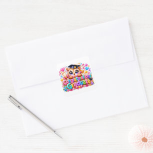 Cute Kawaii Congratulations Graduate Owl Pastel Pi Square Sticker